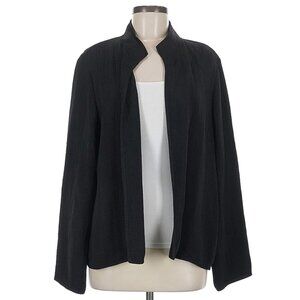 Eileen Fisher Black Textured Silk Blend Open Blazer size M